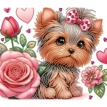 Load image into Gallery viewer, Flower Yorkshire Terrier-Partial Special Diamond Painting-35x30cm