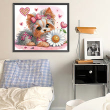 Load image into Gallery viewer, Flower Yorkshire Terrier-Partial Special Diamond Painting-35x30cm