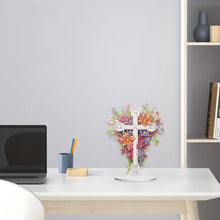 Load image into Gallery viewer, Flower Cross-Single Side Drill-Acrylic Diamond Desktop Ornament