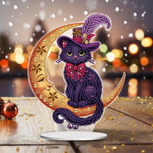Load image into Gallery viewer, Moon Cat-Single Side Drill-Acrylic Diamond Desktop Ornament