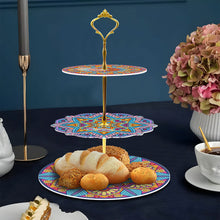 Load image into Gallery viewer, 3-Tiered Mandala Diamond Painting Tray Stand Round Serving Tray
