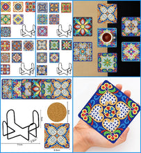 Load image into Gallery viewer, 6pcs/set +1 storage rack-Mandala-Wooden Diamond Coaster