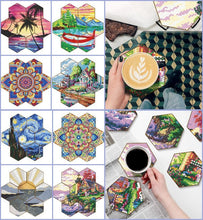 Load image into Gallery viewer, 7pcs/set-Night Sky-Wooden Diamond Coaster