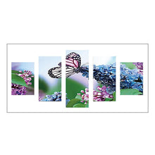 Load image into Gallery viewer, 5pcs/set Butterfly Flowers - Full Drill Round Drill Painting - 95x45cm