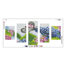 Load image into Gallery viewer, 5pcs/set Butterfly Flowers - Full Drill Round Drill Painting - 95x45cm