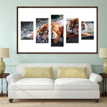 Load image into Gallery viewer, 5pcs/set 2 Tigers - Full Drill Round Drill Painting - 95x45cm