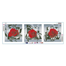 Load image into Gallery viewer, 3pcs/set Red Rose - Full Drill Round Drill Painting - 95x34cm