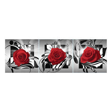 Load image into Gallery viewer, 3pcs Red Rose - Full Drill Round Drill Painting - 95x34cm