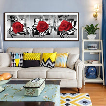 Load image into Gallery viewer, 3pcs Red Rose - Full Drill Round Drill Painting - 95x34cm