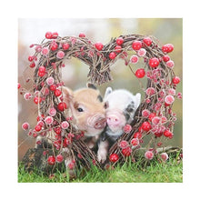 Load image into Gallery viewer, 2 Heart Pigs - Full Drill Round Drill - 30x30cm