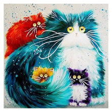 Load image into Gallery viewer, Cartoon Cat Family - Full Drill Round Drill - 30x30cm