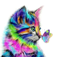 Load image into Gallery viewer, Cat and Butterfly - Full Drill Round Drill - 30x30cm