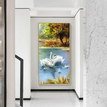 Load image into Gallery viewer, Swan Family  - Full Drill Round Drill Painting - 85x45cm