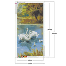 Load image into Gallery viewer, Swan Family  - Full Drill Round Drill Painting - 85x45cm