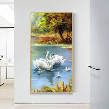 Load image into Gallery viewer, Swan Family  - Full Drill Round Drill Painting - 85x45cm