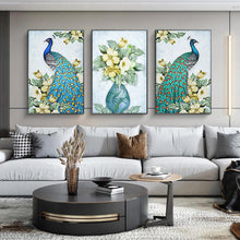 Load image into Gallery viewer, 3 Panels Peacock - Full Drill Round Drill - 95x45cm