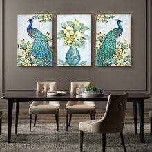 Load image into Gallery viewer, 3 Panels Peacock - Full Drill Round Drill - 95x45cm