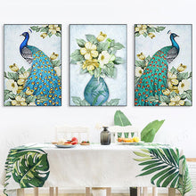 Load image into Gallery viewer, 3 Panels Peacock - Full Drill Round Drill - 95x45cm