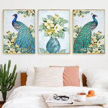 Load image into Gallery viewer, 3 Panels Peacock - Full Drill Round Drill - 95x45cm