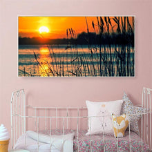 Load image into Gallery viewer, 100x40cm Sunset Reed Marshes - Full Drill Round Drill - 100x40cm