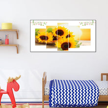 Load image into Gallery viewer, Sunflower 5 Panel - Full Drill Round Drill - 95x45cm