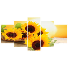 Load image into Gallery viewer, Sunflower 5 Panel - Full Drill Round Drill - 95x45cm