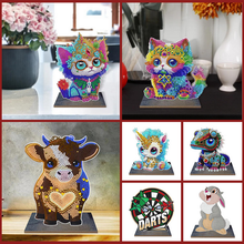 Load image into Gallery viewer, Rabbit/Cat/Dragon-Single Side Drill-Wooden Ornaments