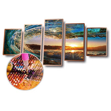 Load image into Gallery viewer, Waves 5 Pieces - Full Drill Round Drill - 95x45cm
