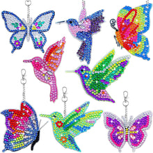 Load image into Gallery viewer, 8pc Hummingbird and Butterfly Double-Sides Keychain