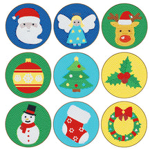 Load image into Gallery viewer, 9pcs/set +1 storage rack-Christmas-Wooden Diamond Coaster
