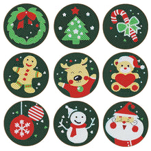 Load image into Gallery viewer, 9pcs/set +1 storage rack-Christmas-Wooden Diamond Coaster