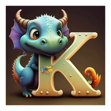 Load image into Gallery viewer, Alphabet Dinosaur-Full Round Diamond Painting-30x30cm