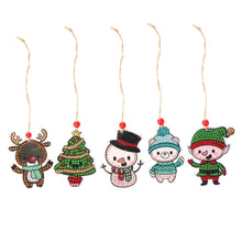 Load image into Gallery viewer, 5pcs/set Double Sided Christmas DIY Diamond Painting  Hanging Pendant Trees Decoration