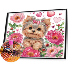 Load image into Gallery viewer, Flower Yorkshire Terrier-Partial Special Diamond Painting-35x30cm
