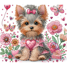 Load image into Gallery viewer, Flower Yorkshire Terrier-Partial Special Diamond Painting-35x30cm
