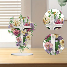 Load image into Gallery viewer, Flower Cross-Single Side Drill-Acrylic Diamond Desktop Ornament
