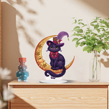 Load image into Gallery viewer, Moon Cat-Single Side Drill-Acrylic Diamond Desktop Ornament
