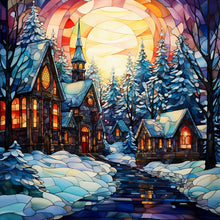 Load image into Gallery viewer, Stained Glass Christmas-Full Round Diamond Painting-30x30cm
