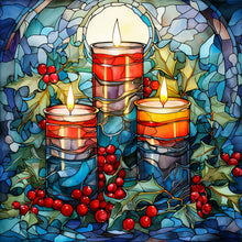 Load image into Gallery viewer, Stained Glass Christmas-Full Round Diamond Painting-30x30cm
