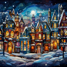 Load image into Gallery viewer, Stained Glass Christmas-Full Round Diamond Painting-30x30cm
