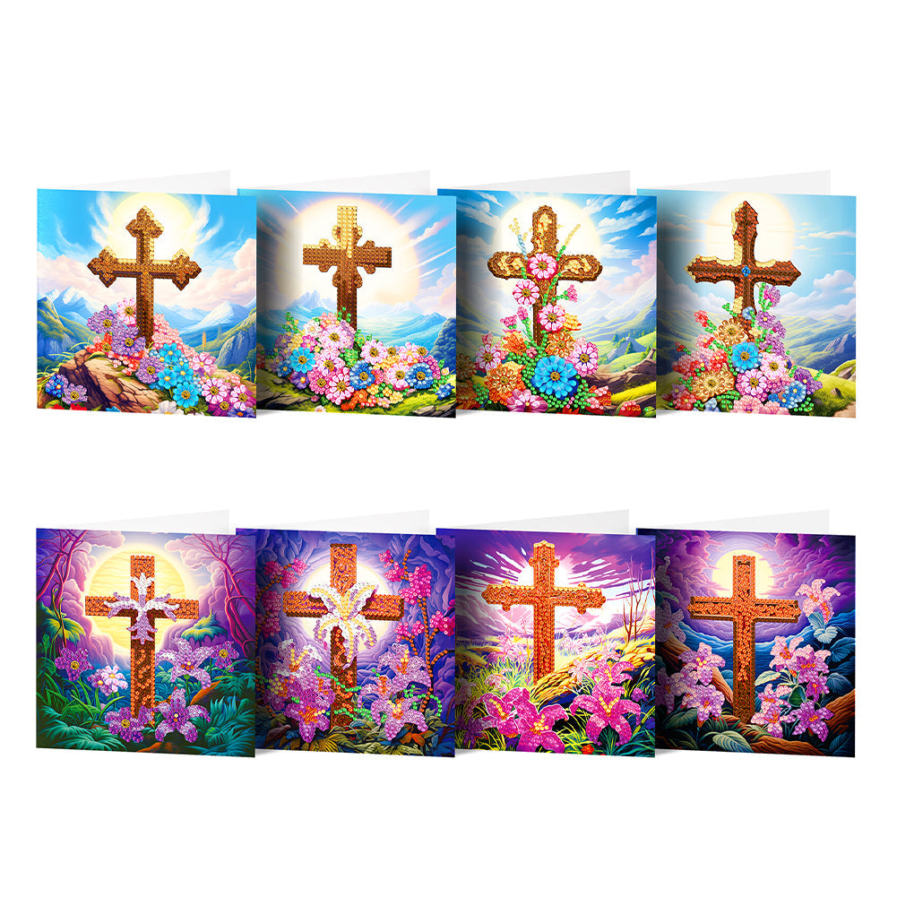 8/12Pcs/Set-Owl/Cross-Diamond Greeting Cards