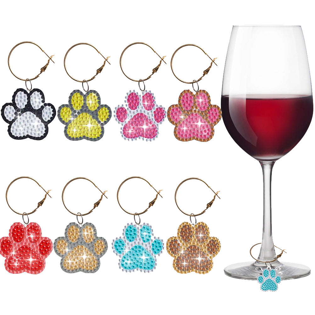 8Pcs/Set Wine Glass Christmas-Diamond Pendant