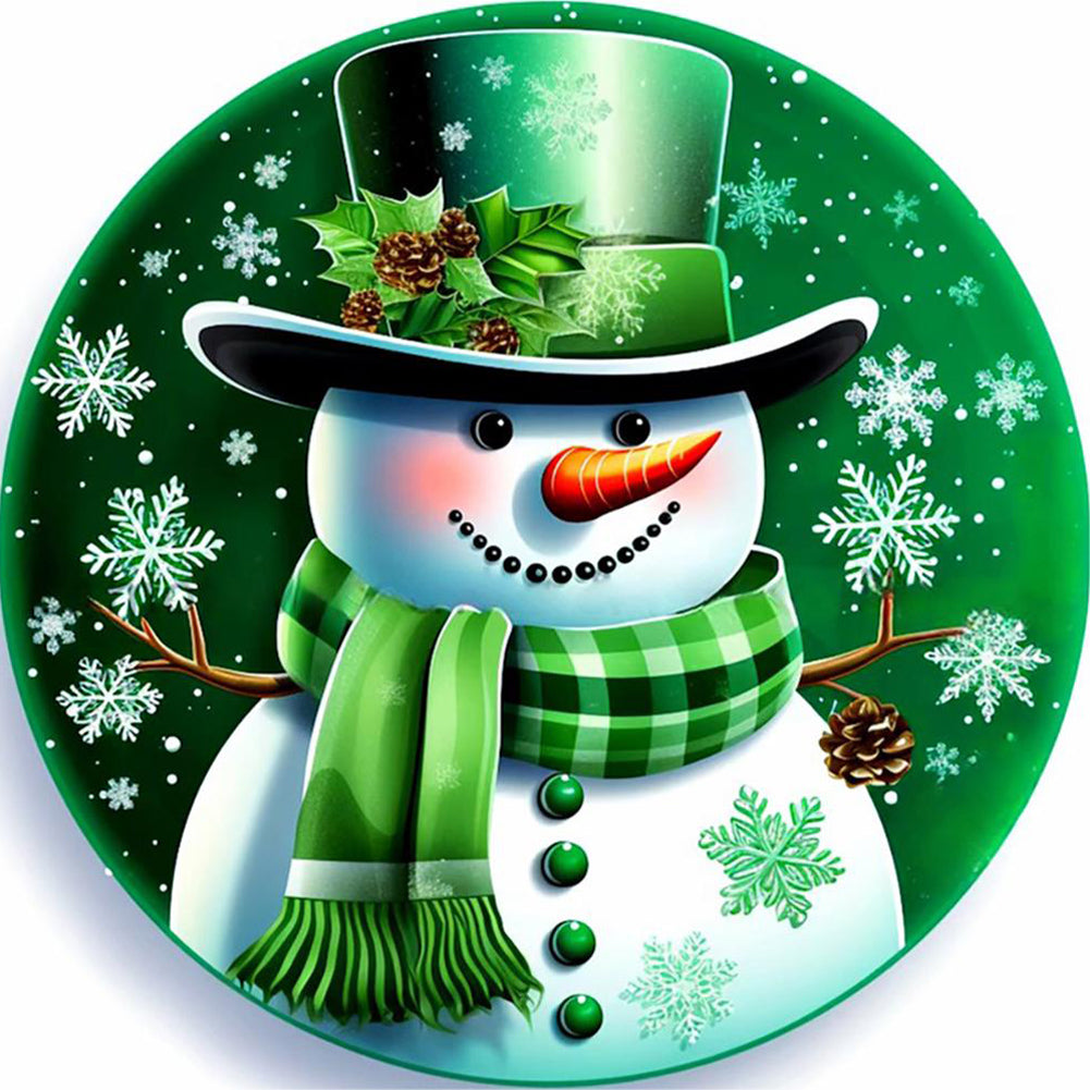 Christmas Snowman-Full Round Diamond Painting-30x30cm