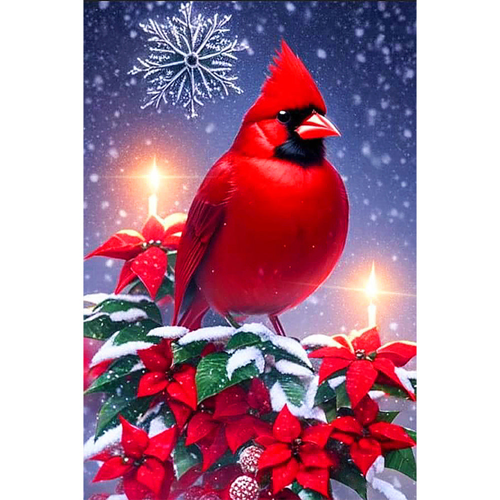 Christmas Cardinal-Full Round Diamond Painting-40x60cm-Large Size
