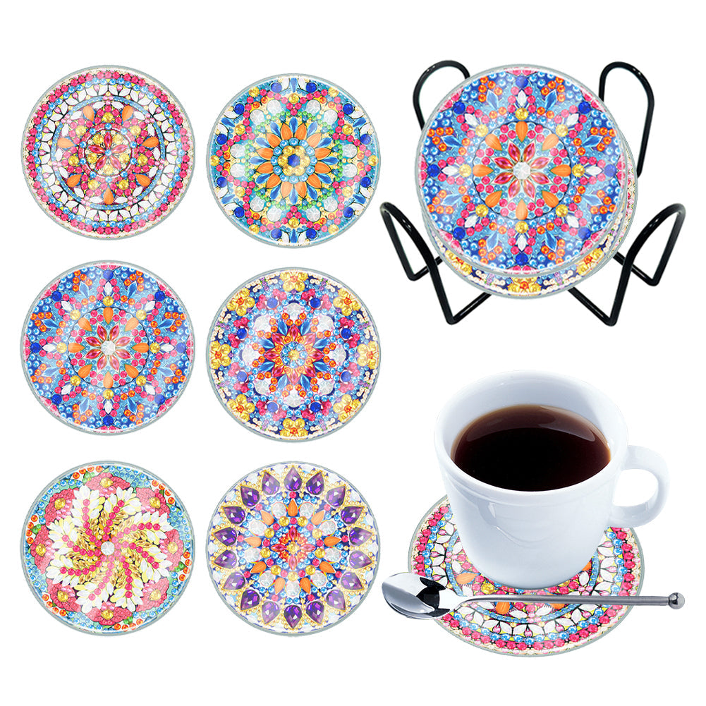 6Pcs/Set Mandala-Acrylic Waterproof Diamond Coaster