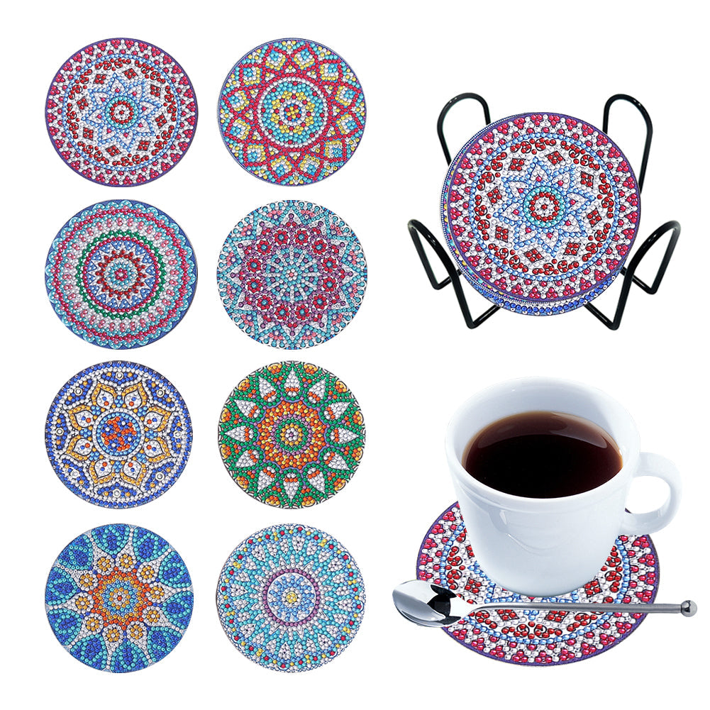 8Pcs/Set Mandala-Wooden Diamond Painting Coaster