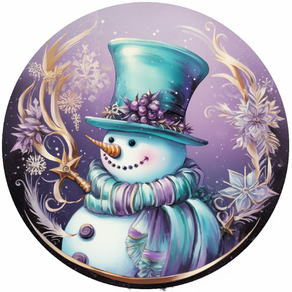 Christmas Snowman-Full Round Diamond Painting-30x30cm