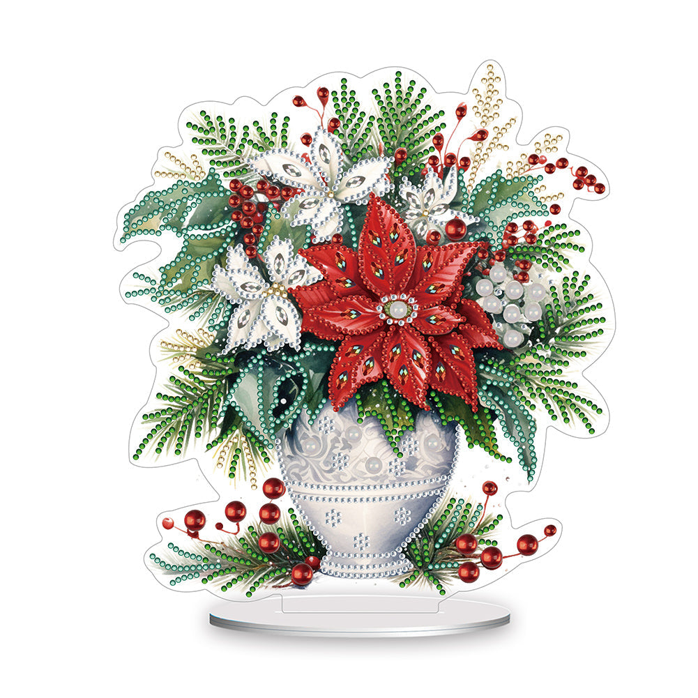 Christmas Flower-Single Side Drill-Diamond Desktop Ornament