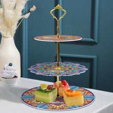 Load image into Gallery viewer, 3-Tiered Mandala Diamond Painting Tray Stand Round Serving Tray
