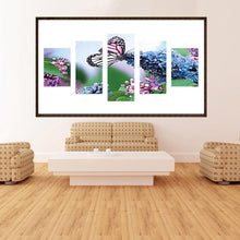 Load image into Gallery viewer, 5pcs/set Butterfly Flowers - Full Drill Round Drill Painting - 95x45cm
